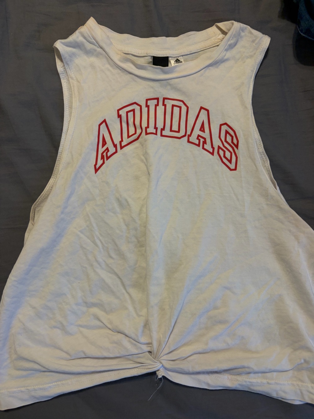 adidas White Tank with Black Logo Tag